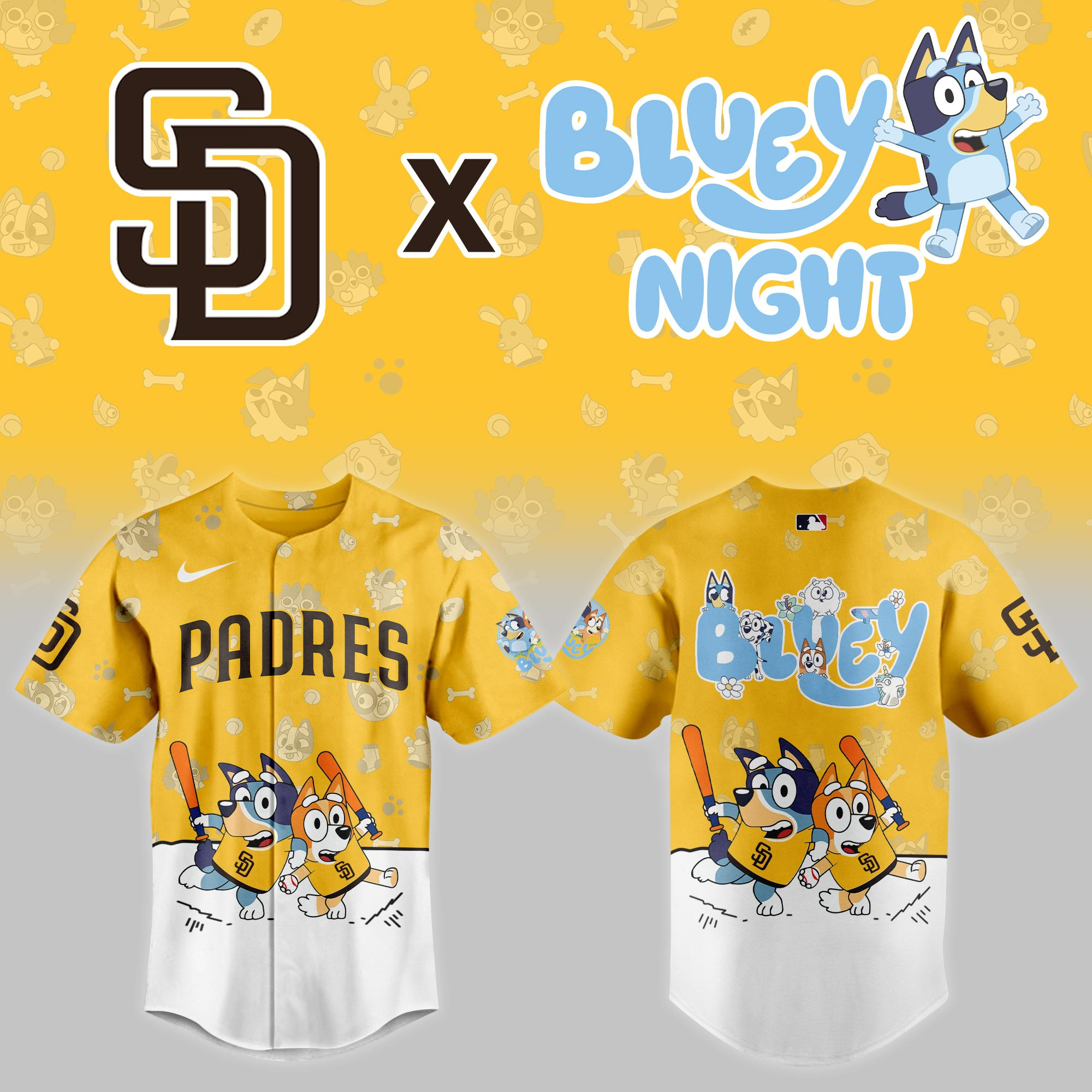 San Diego Padres Mlb X Bluey Night Baseball Jersey For Fan Padres Merch-1