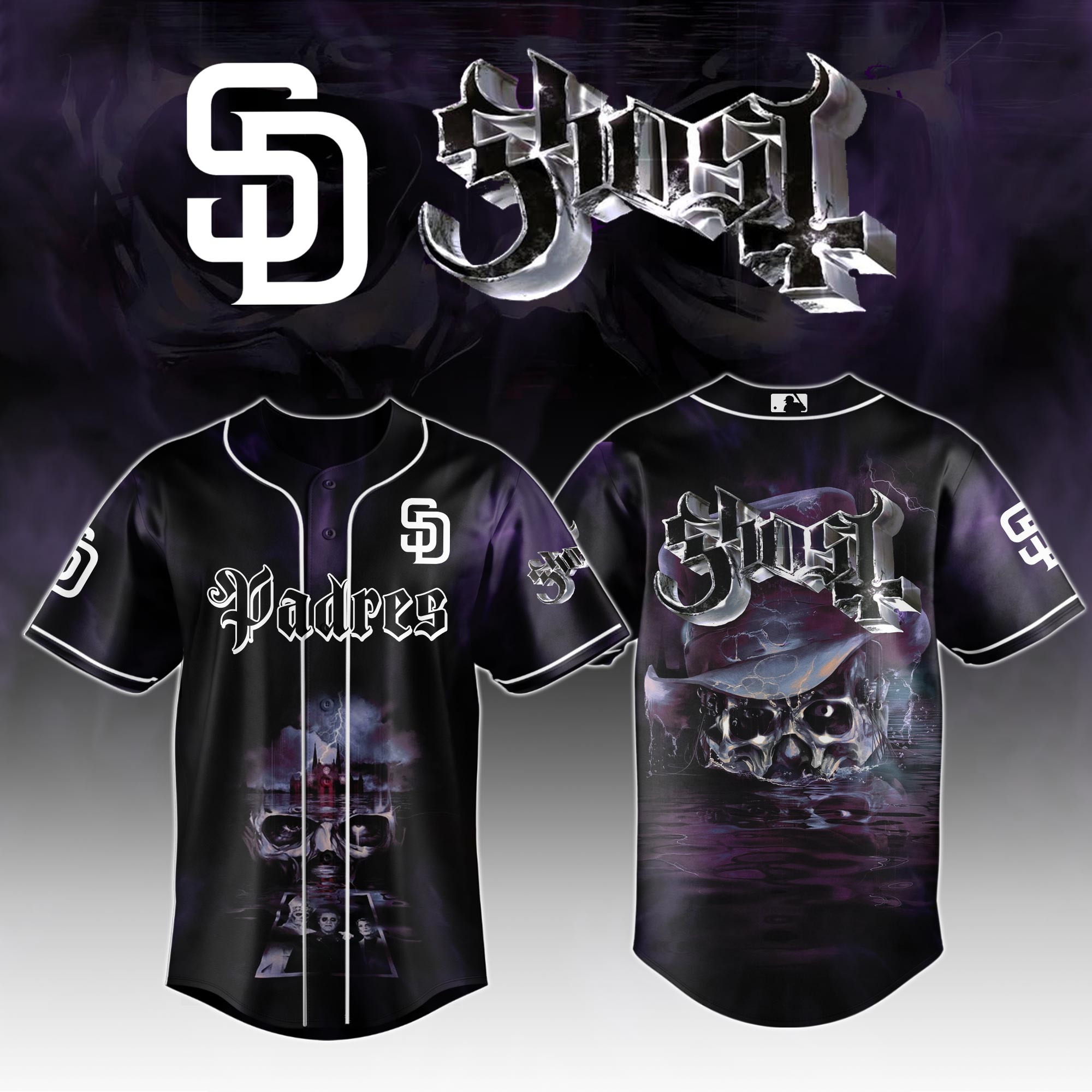 San Diego Padres Mlb X Ghost Skeletour World Tour Baseball Jersey For Fans-1