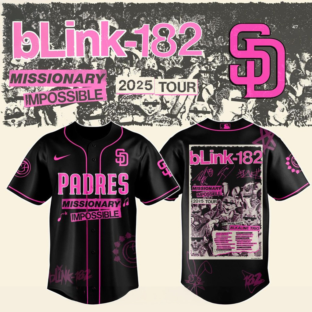 San Diego Padres X Blink 182 Missionary Impossible Tour 2025 Jersey Padres Merch-1