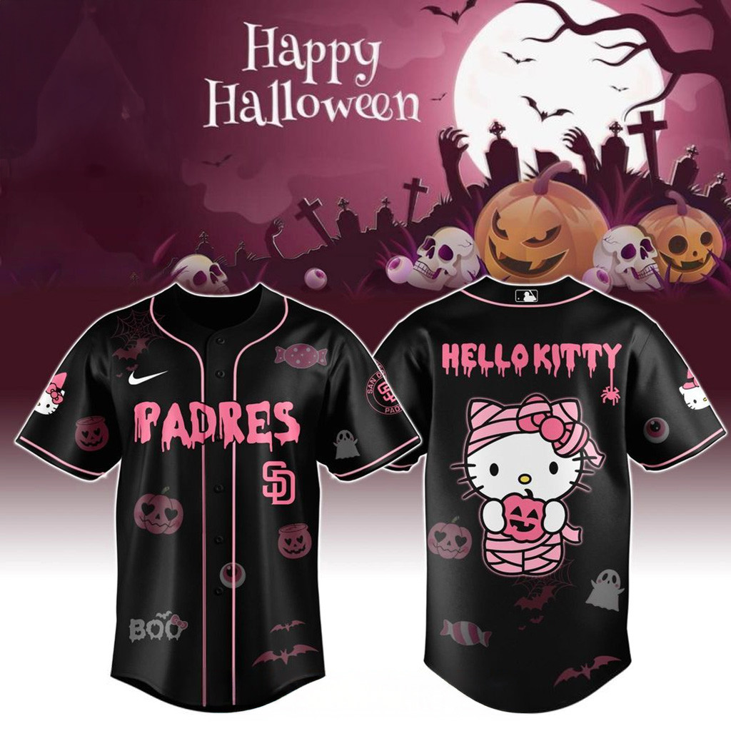 San Diego Padres X Hello Kitty Cosplay Halloween Jersey Padres Merch Fans Gifts For Halloween_-1