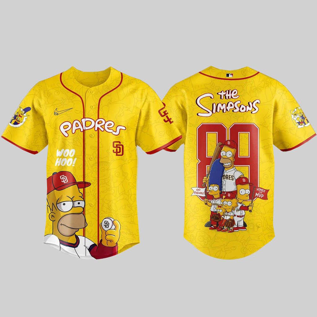 San Diego Padres X The Simpsons Baseball Jersey Padres Merch Best Gifts For Baseball Fans-1