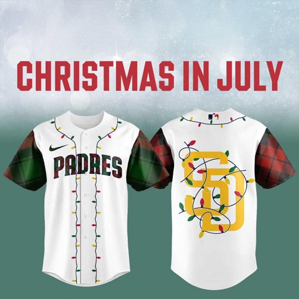 San Diego Padres x Hallmark Channel Christmas in July Baseball Jersey 2025 San Diego Padres Merch-1