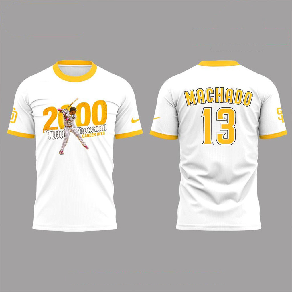 San Diego Padres x Machado Two Thousand Career Hits Shirt San Diego Padres Merch Fans Gifts-1