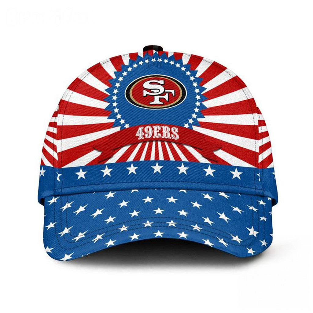 San Francisco 49ers American Flag Pattern Independence Day Hat 49ers Merch Gifts For Dad-1