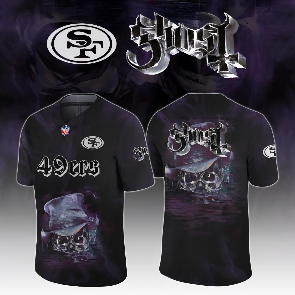 San Francisco 49ers Celebration Ghost Skeletour World Tour 2025 Football Jersey 49ers Merch-1