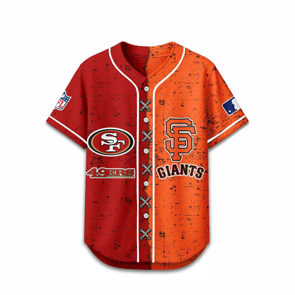 San Francisco 49ers Mix San Francisco Giants Sporty New Design Baseball Jersey Fans Gifts-1