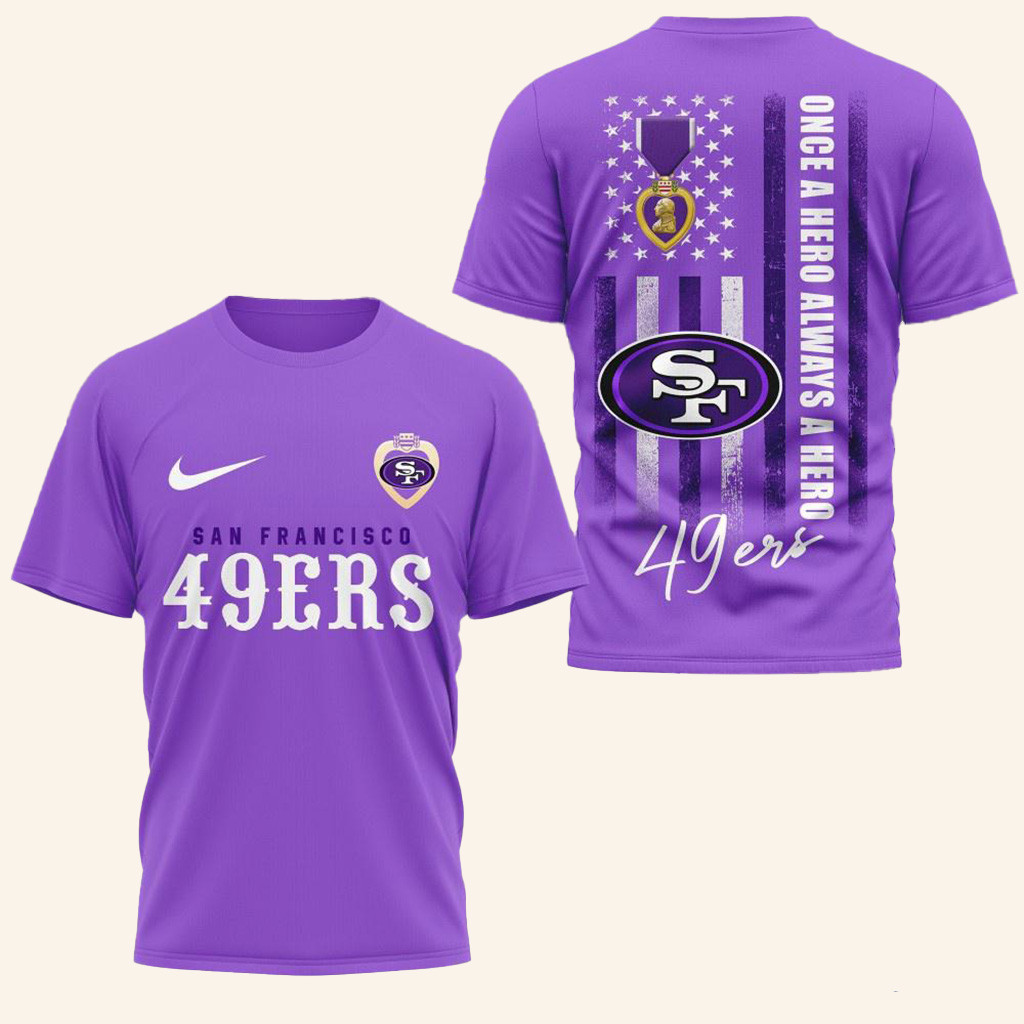San Francisco 49ers National Purple Heart Day Shirt San Francisco 49ers Merch Fans Gifts-1