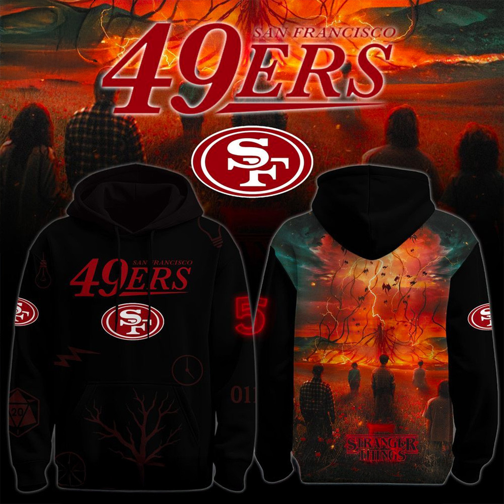 San Francisco 49ers X Stranger Things 5 Hoodie San Francisco 49ers Merch Best Football Gifts-1