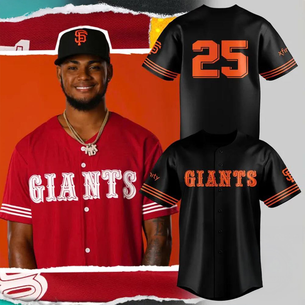 San Francisco Giants 49ers Night 2025 Black Baseball Jersey 49ers Merch Gift For Him-1