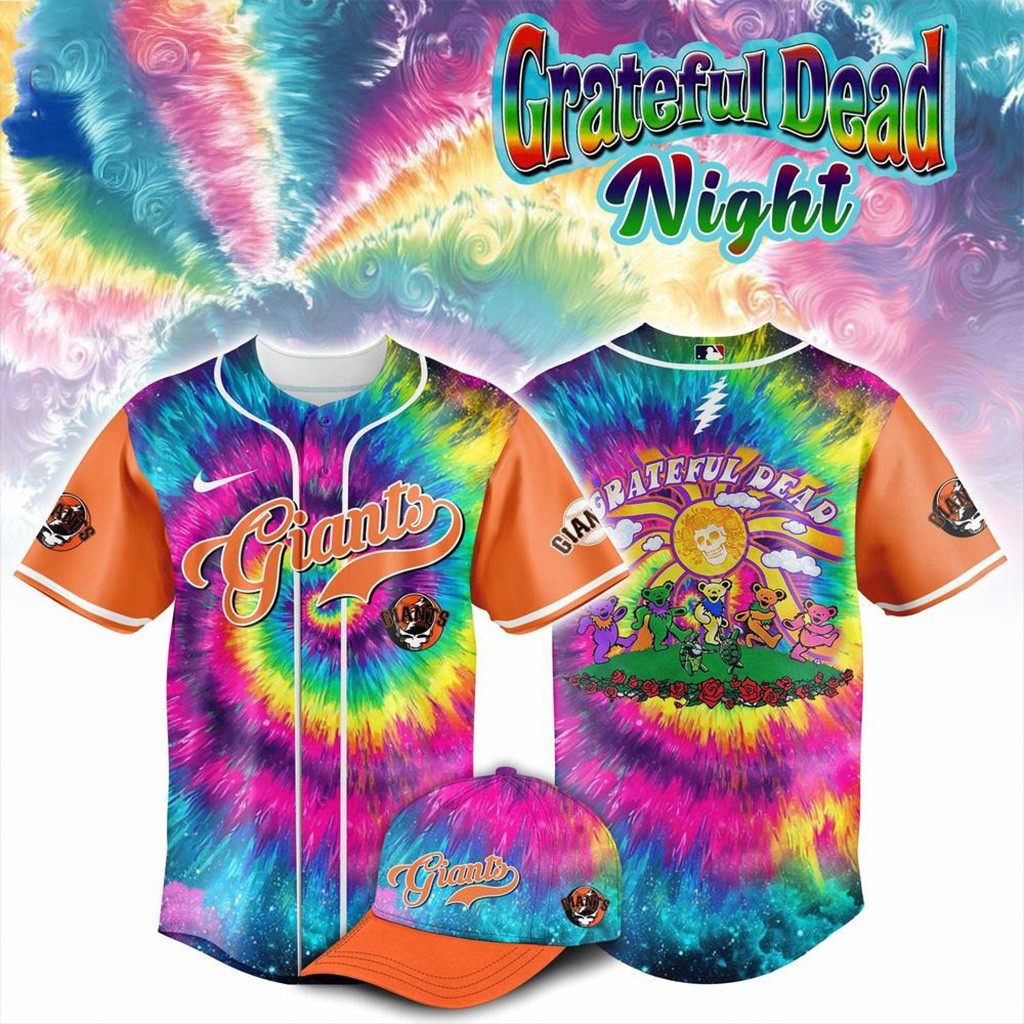 San Francisco Giants Grateful Dead Night Tie Dye Baseball Jersey Giants Merch Her Gifts-1