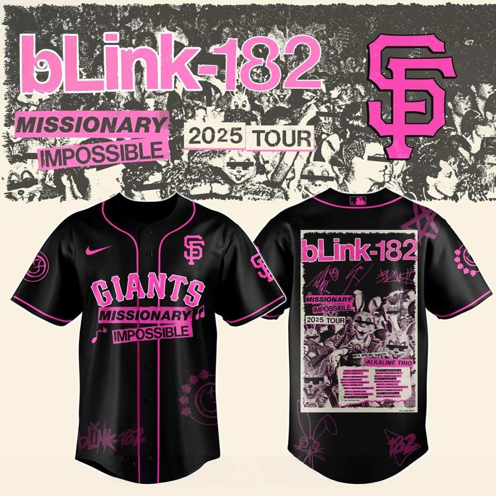 San Francisco Giants X Blink 182 Missionary Impossible Tour 2025 Jersey Giants Merch-1