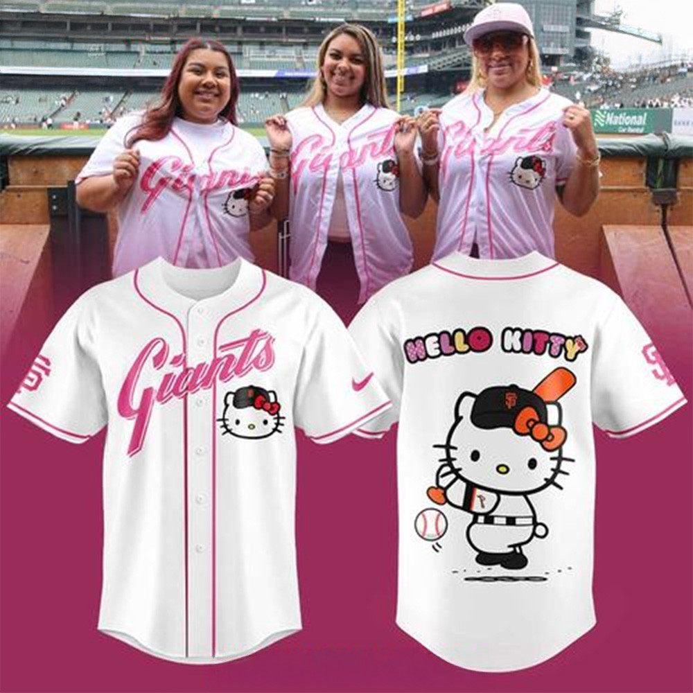 San Francisco Giants x Hello Kitty Special White Jersey San Francisco Giants Merch Wife Gifts-1