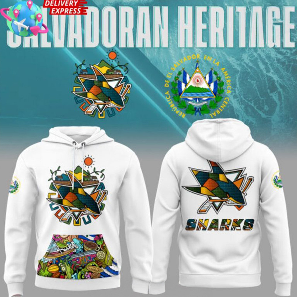 San Jose Sharks Salvadoran Heritage 2025 Hoodie Sharks Merch Best Father's Day Special Gifts-1
