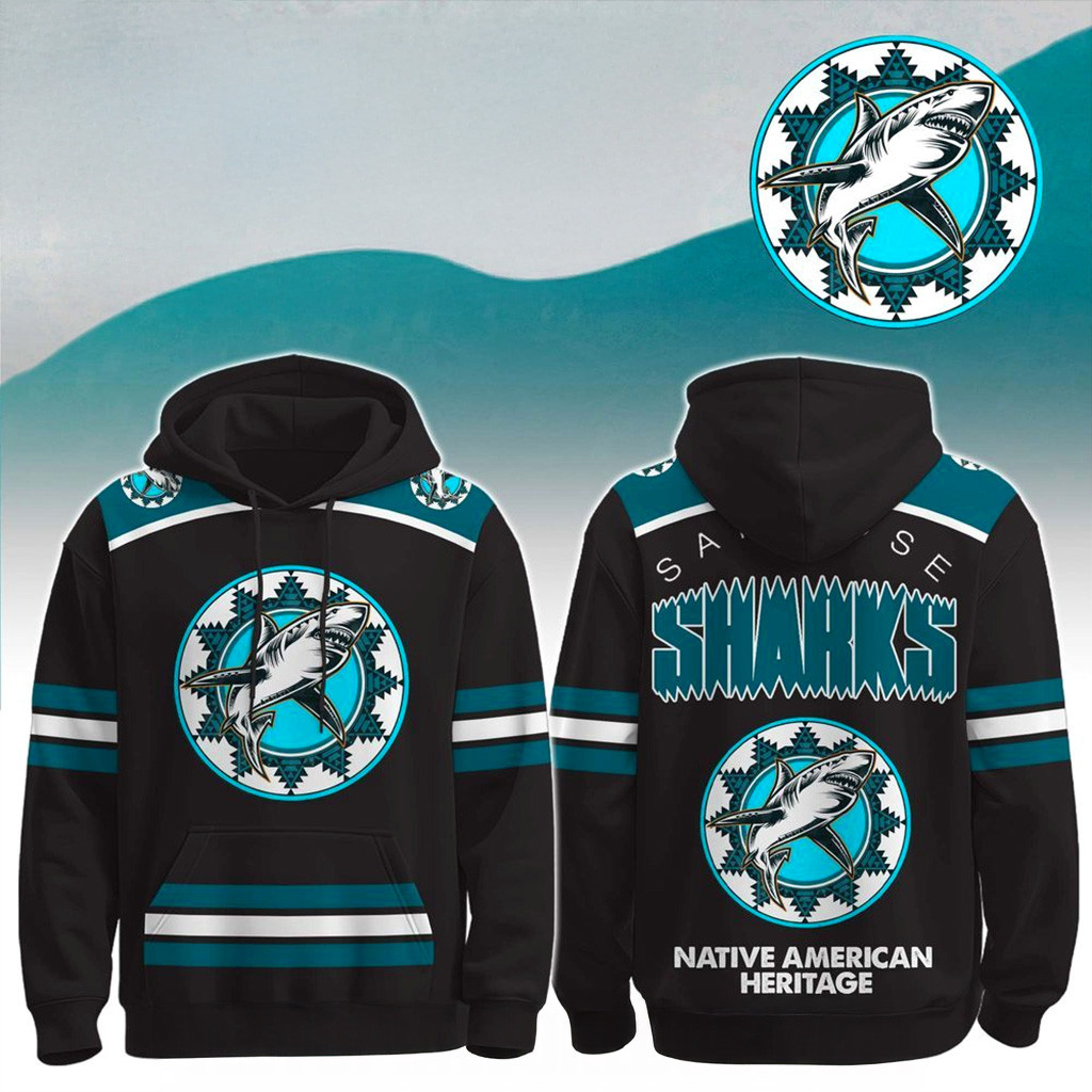 San Jose Sharks x Sarah Tang Native American Heritage Hoodie Sharks Merch Gifts For Brother-1
