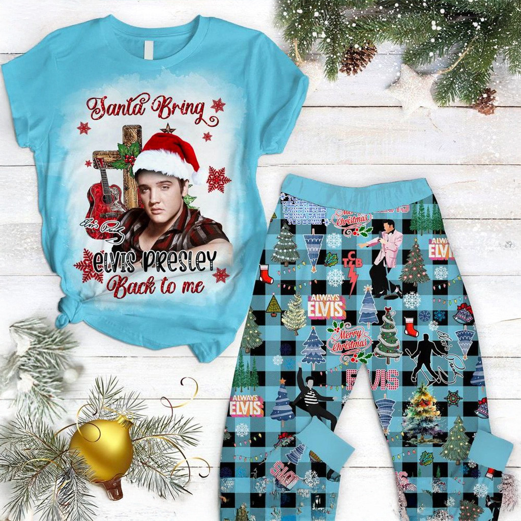 Santa Bring Elvis Presley Back To Me Pajamas Set Elvis Merch Christmas Gifts For Sister-1