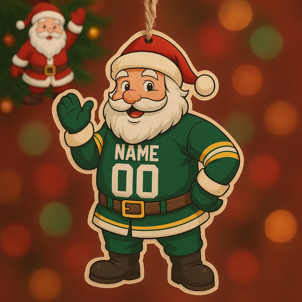 Santa Claus Green Bay Packers Ornament Custom Name 2025 Christmas Gift-1