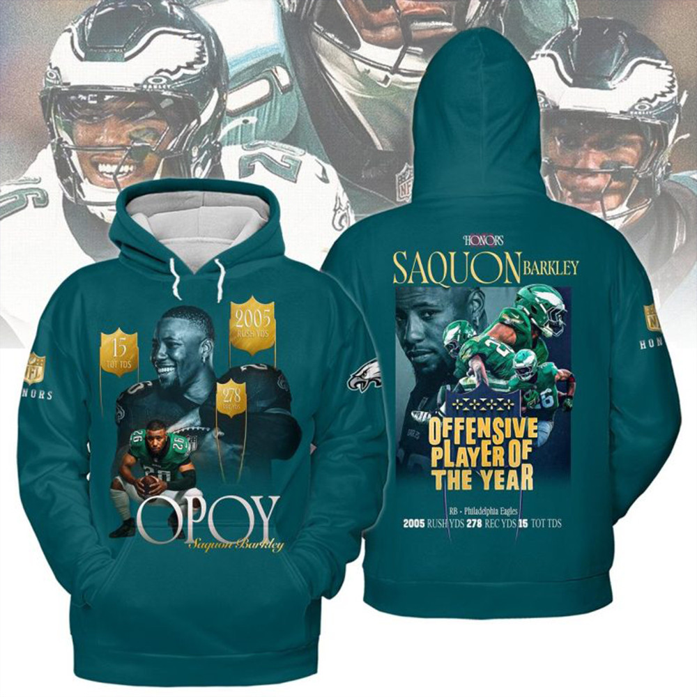 Saquon Barkley Offensive Player Of The Year Philadelphia Eagles Hoodie Fan Gifts-1