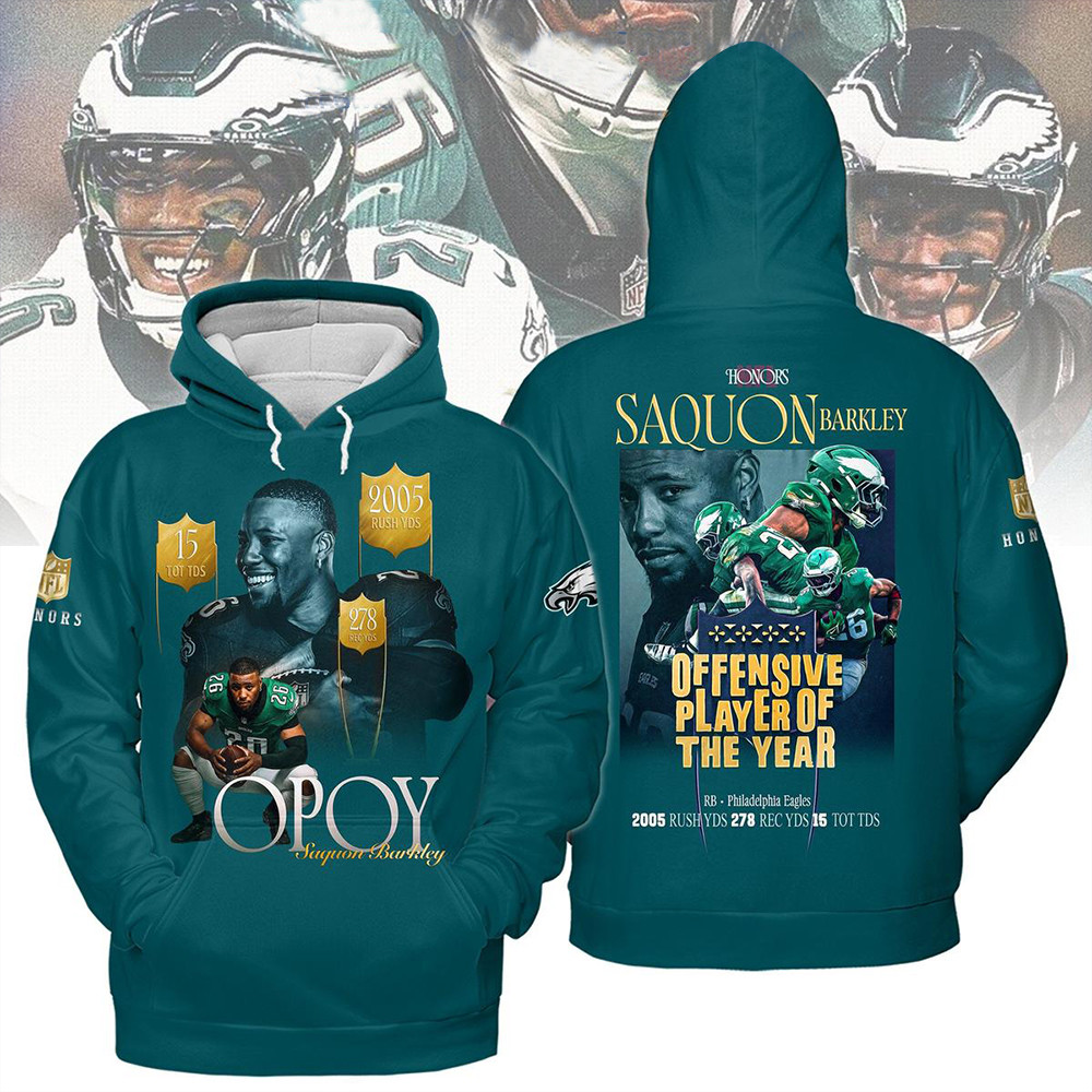 Saquon Barkley Offensive Player Of The Year Philadelphia Eagles Hoodie Football Lover Fan Gifts-1