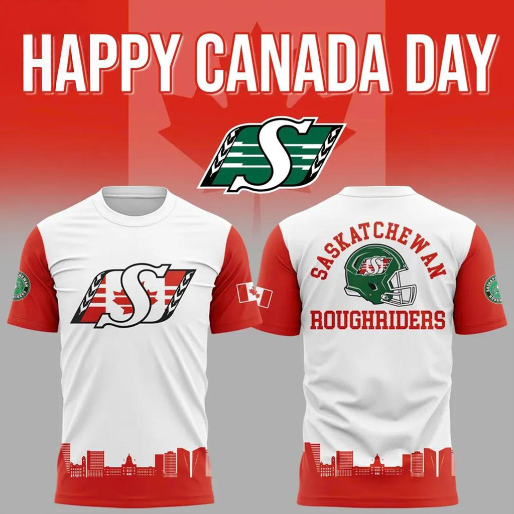 Saskatchewan Roughriders 2025 Canada Day T-Shirt Roughriders Merch Gifts For Fans-1