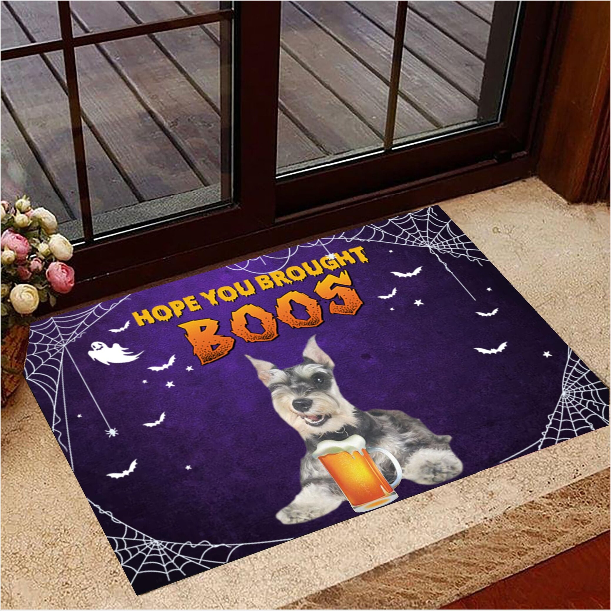 Schnauzer Hope You Brought Boos Doormat Halloween Doormat Halloween Decorations Indoor-1