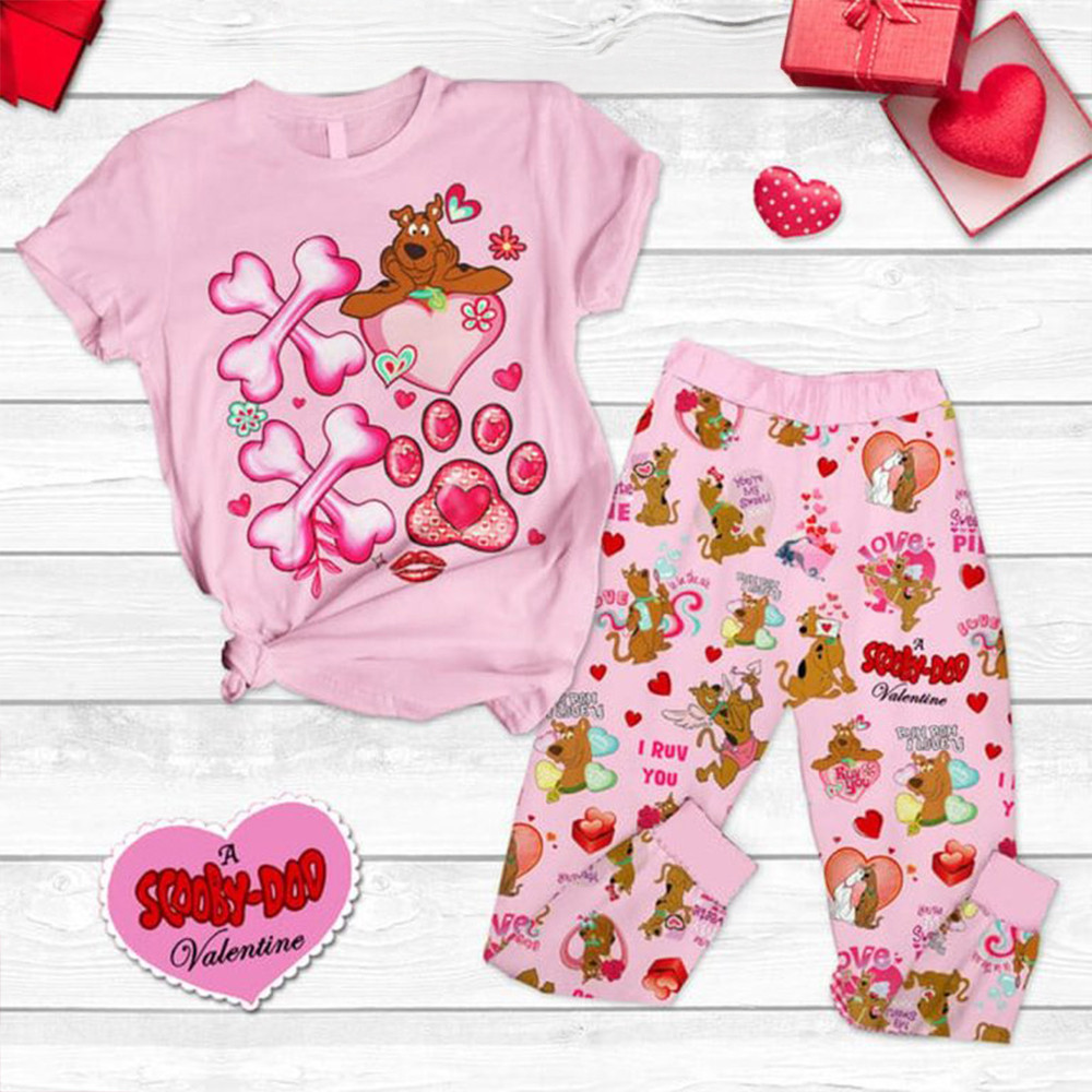 Scooby Doo I Love You Valentine's Day 2025 Pajamas Set Scooby Doo Fans Gift-1