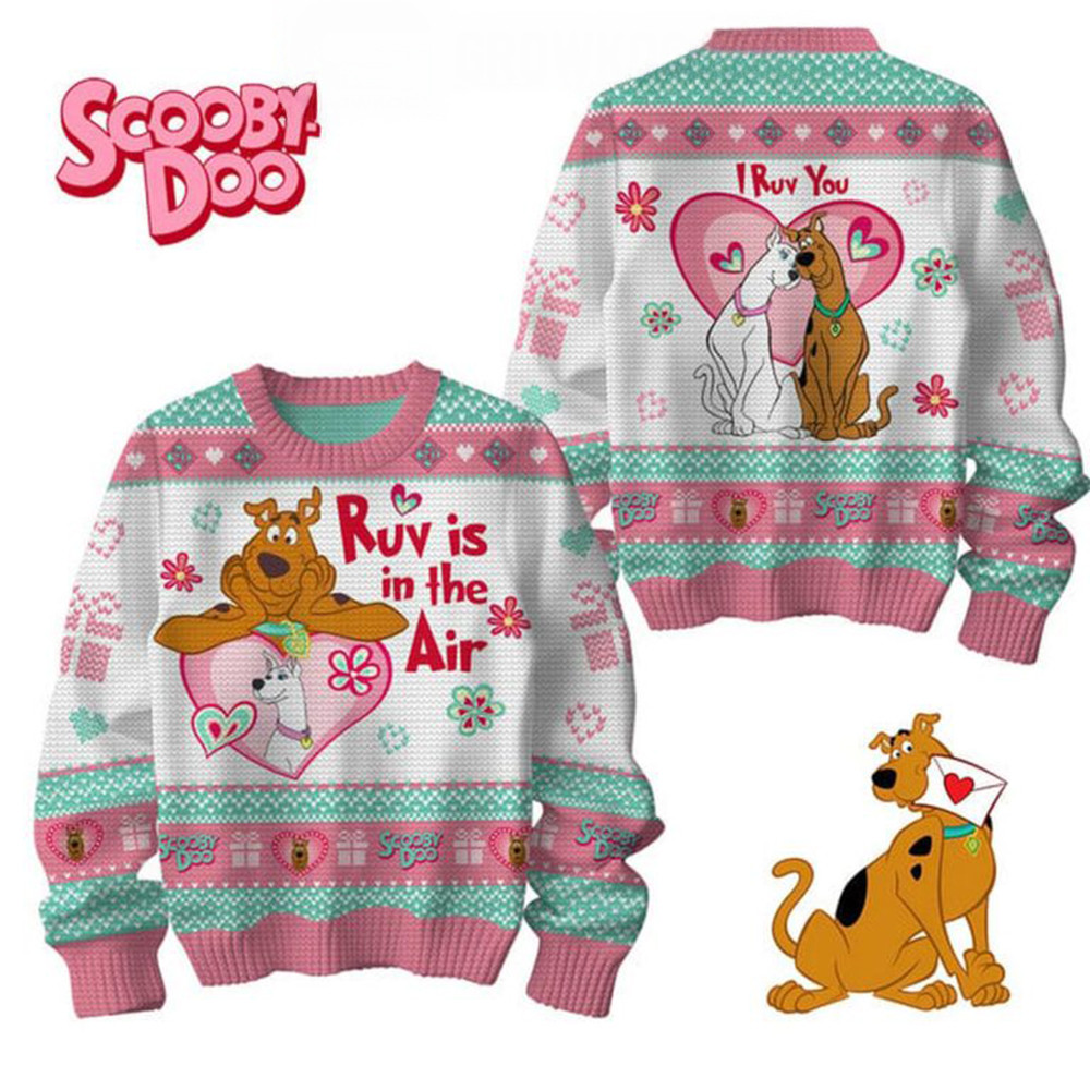 Scooby Doo I Ruv You Love In The Air 2025 Ugly Sweater Scooby Doo Lover Fans Gift-1