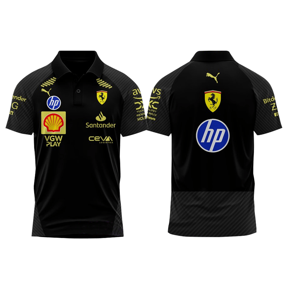 Scuderia Ferrari HP Italian GP 2024 Black Polo Shirt Scuderia Ferrari Merch Cool Gifts For Dad-1
