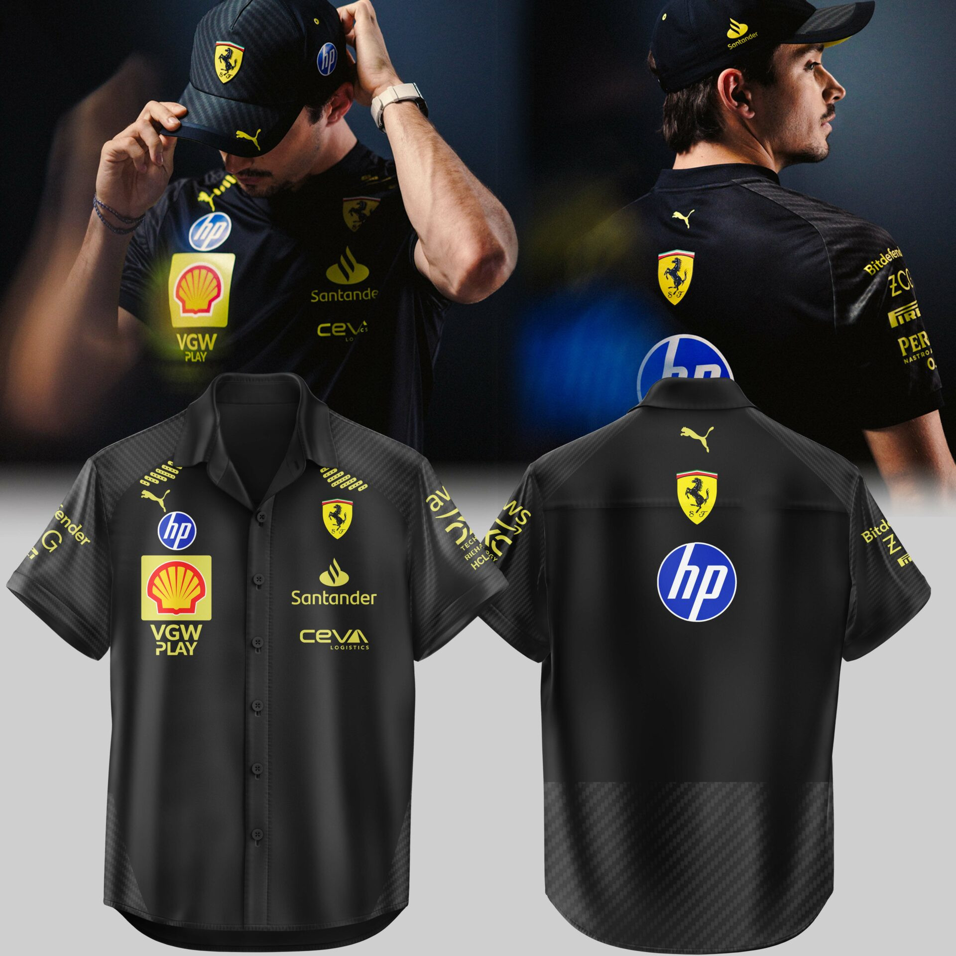 Scuderia Ferrari Merch Hawaiian Shirt Black Italiangp 2025 Best F1 Sport Clothing-1 Scuderia Ferrari Merch Hawaiian Shirt Black Italiangp 2025 Best F1 Sport Clothing-1