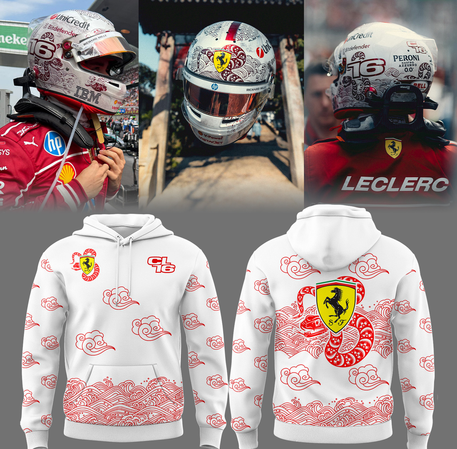 Scuderia Ferrari Merch Hoodie Charles Larlerc X China Gp 2025 Presents For F1 Fans-1
