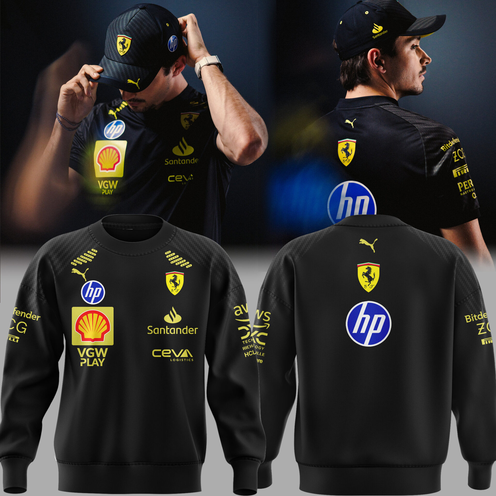 Scuderia Ferrari Merch Sweatshirt Monza Edition Black Italiangp 2025 Birthday Gift For F1 Fans-1