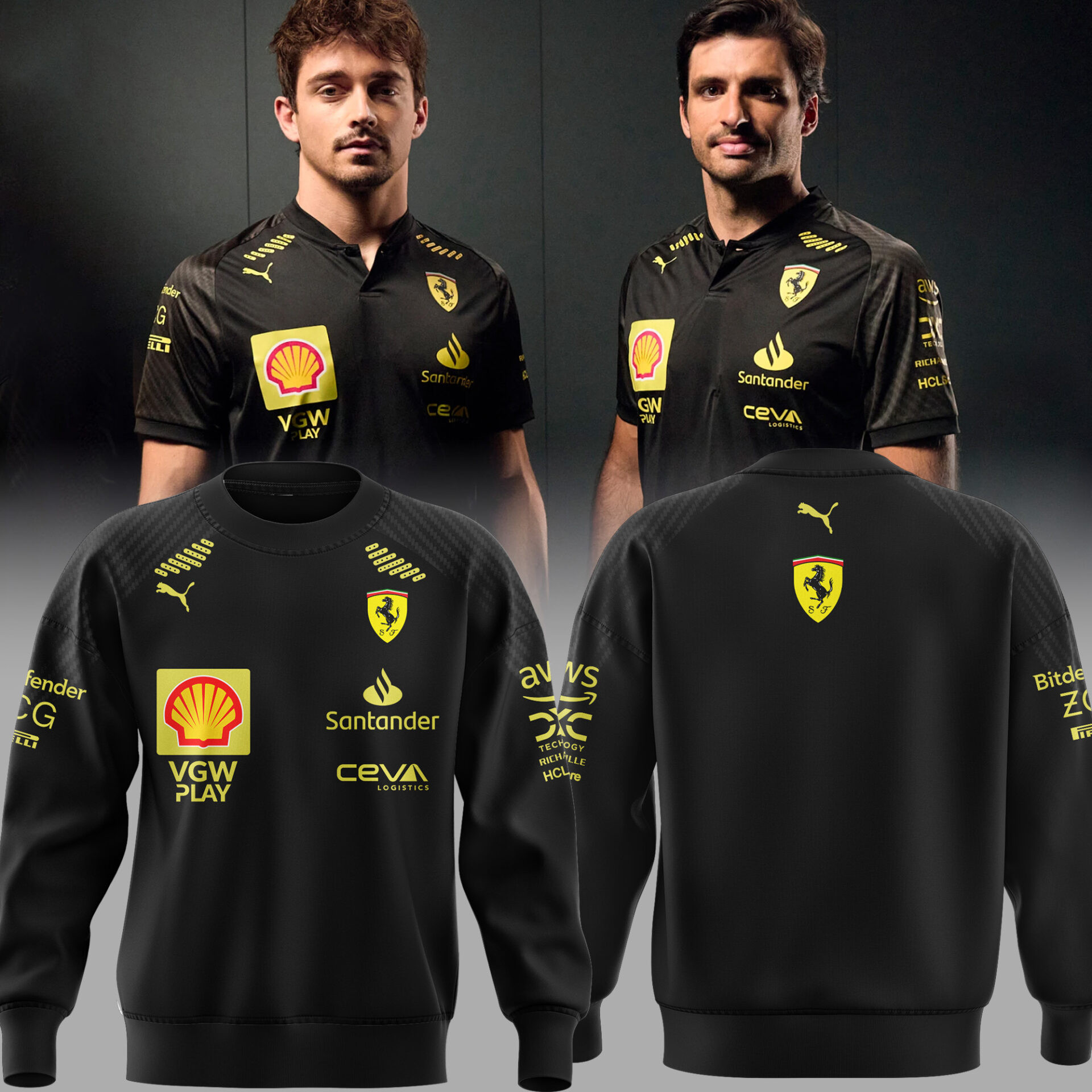 Scuderia Ferrari Merch Sweatshirt Monza Edition Black Italiangp 2025 Cool Gift For F1 Fans-1