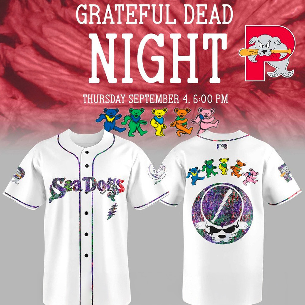 Sea Dogs Grateful Dead Night Baseball Jersey Sea Dogs Merch Gifts For Baseball Fans-1