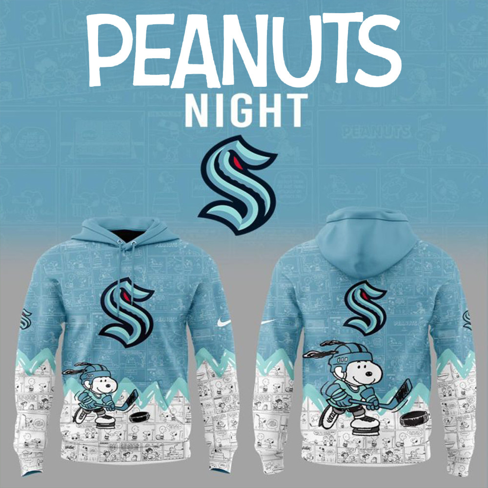 Seattle Kraken 75th Anniversary Of Peanuts Snoopy Hoodie Great Gifts For Hockey Fans-1