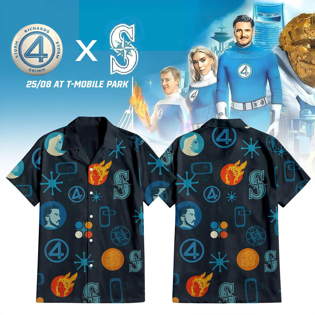 Seattle Mariners Fantastic 4 First Step Hawaiian Shirt Seattle Mariners Merch Gifts For Husband-1