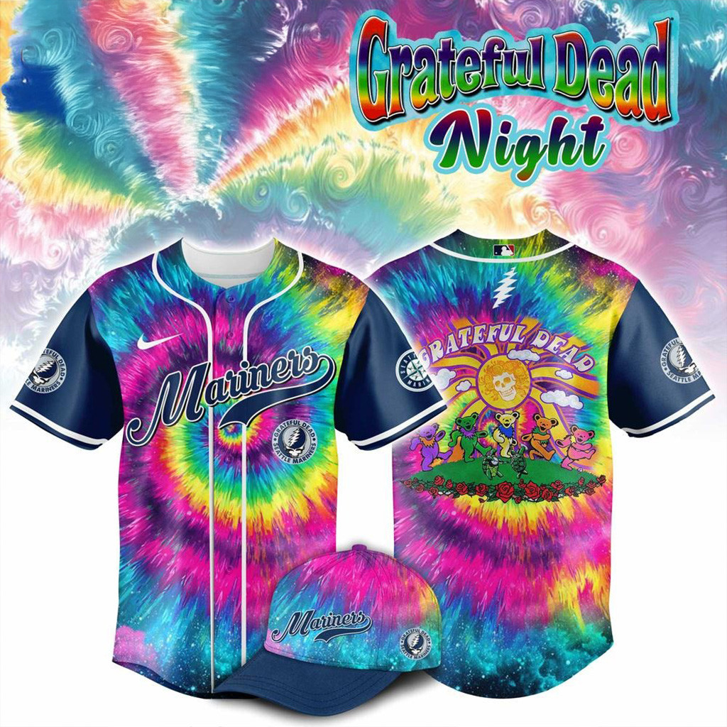 Seattle Mariners Grateful Dead Night Tie Dye Baseball Jersey Seattle Mariners Merch-1