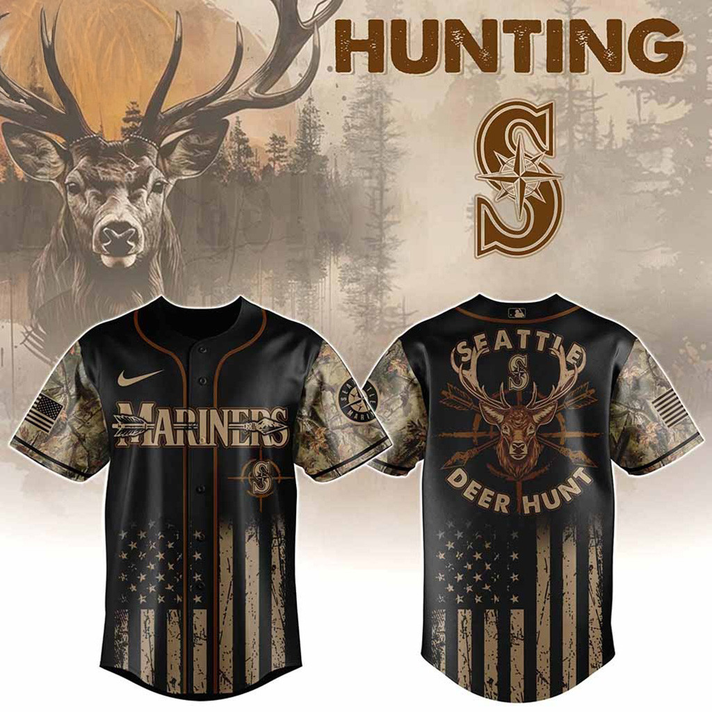 Seattle Mariners MLB X Deer Hunting Baseball Jersey Mariners Merch Presents For Baseball Fans-1