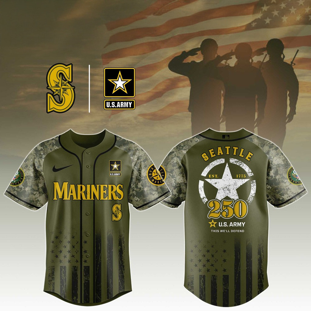 Seattle Mariners MLB x 250 US Army Baseball Jersey Seattle Mariners Merch Fans Gifts-1