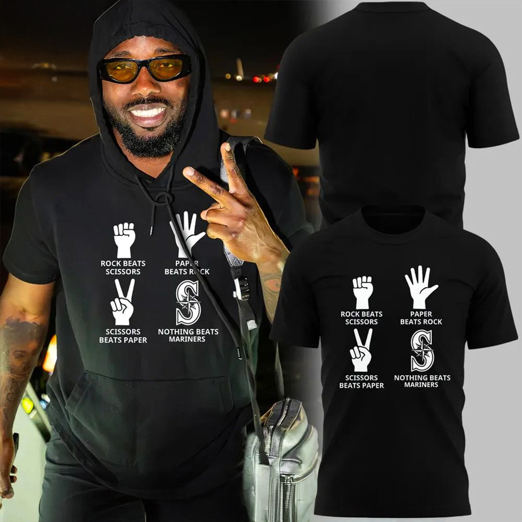 Seattle Mariners Paper Beats Rock T-Shirt Mariners Merch Christmas Gift Ideas For Him-1 Seattle Mariners Paper Beats Rock T-Shirt Mariners Merch Christmas Gift Ideas For Him-1