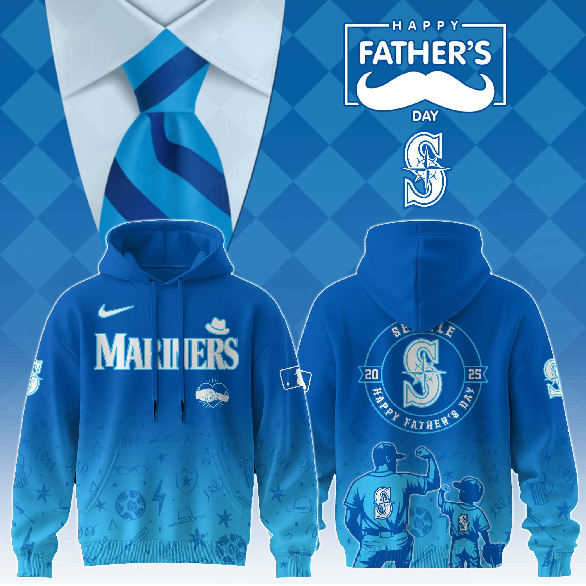 Seattle Mariners Special Father's Day 2025 Limited Edition Hoodie Seattle Mariners Merch-1