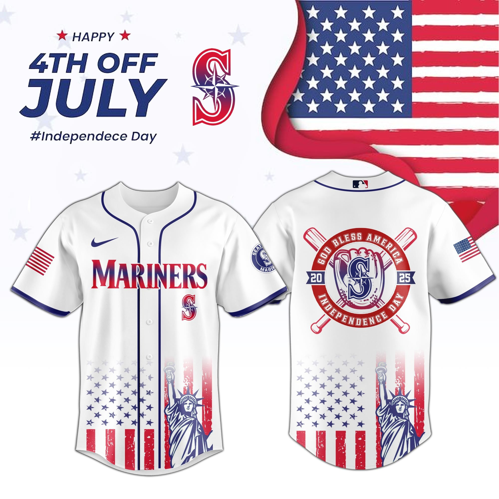 Seattle Mariners Special Independence Day 2025 Jersey Seattle Mariners Merch-1