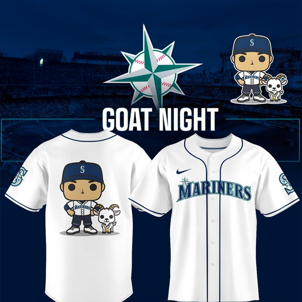 Seattle Mariners X Goat Night Jersey Seattle Mariners Merch Gifts For Baseball Fan-1 Seattle Mariners X Goat Night Jersey Seattle Mariners Merch Gifts For Baseball Fan-1