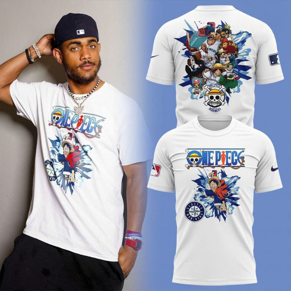 Seattle Mariners X One Piece 2025 T-Shirt Father's Day Presents For Son-1