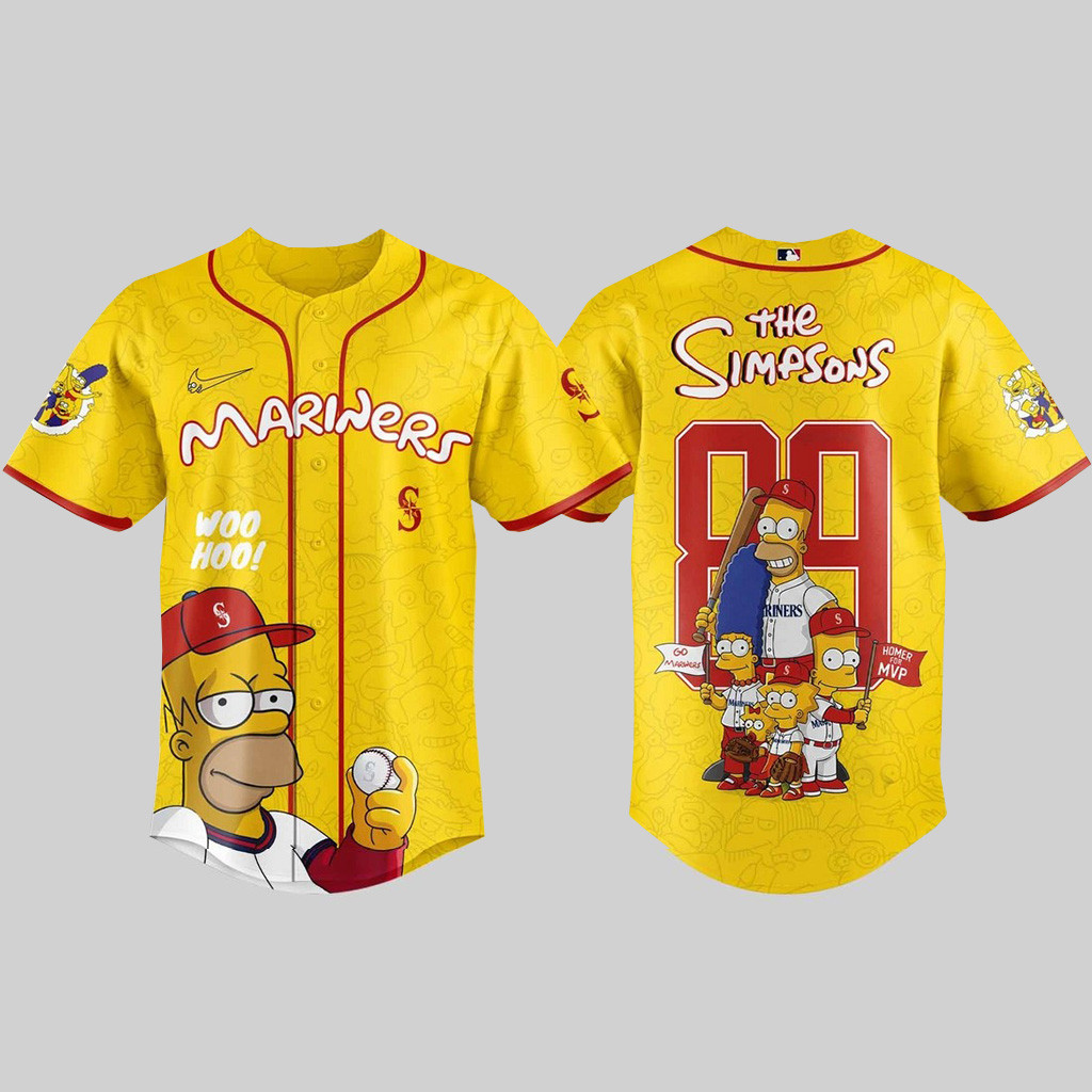 Seattle Mariners X The Simpsons Baseball Jersey Seattle Mariners Merch Fans Gifts-1