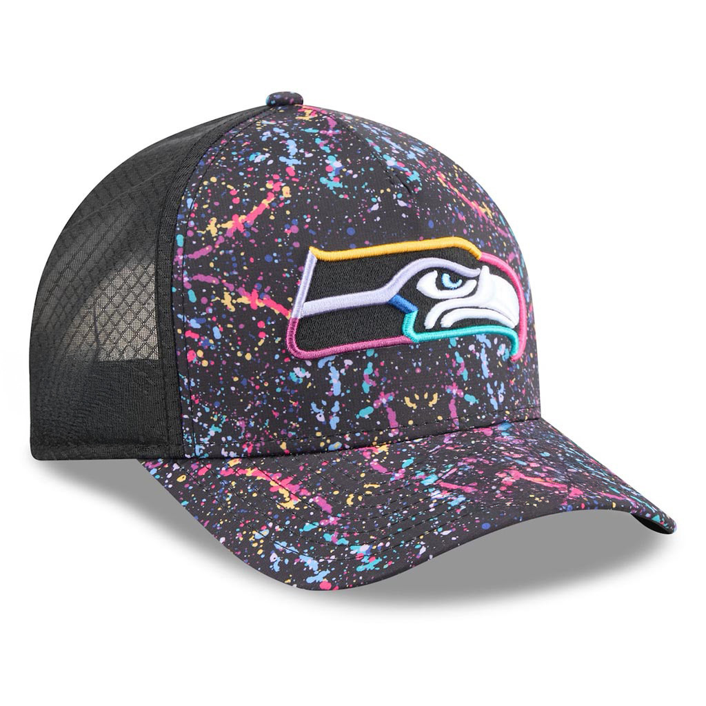 Seattle Seahawks Crucial Catch NFL Trucker Hat 2025 Rainbow Seahawks Merch Fan Gift Ideas-1