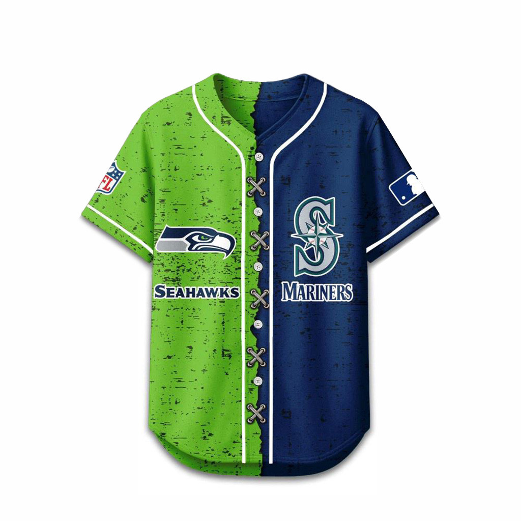 Seattle Seahawks Mix Seattle Mariners Sporty New Design Baseball Jersey Fan Merch-1