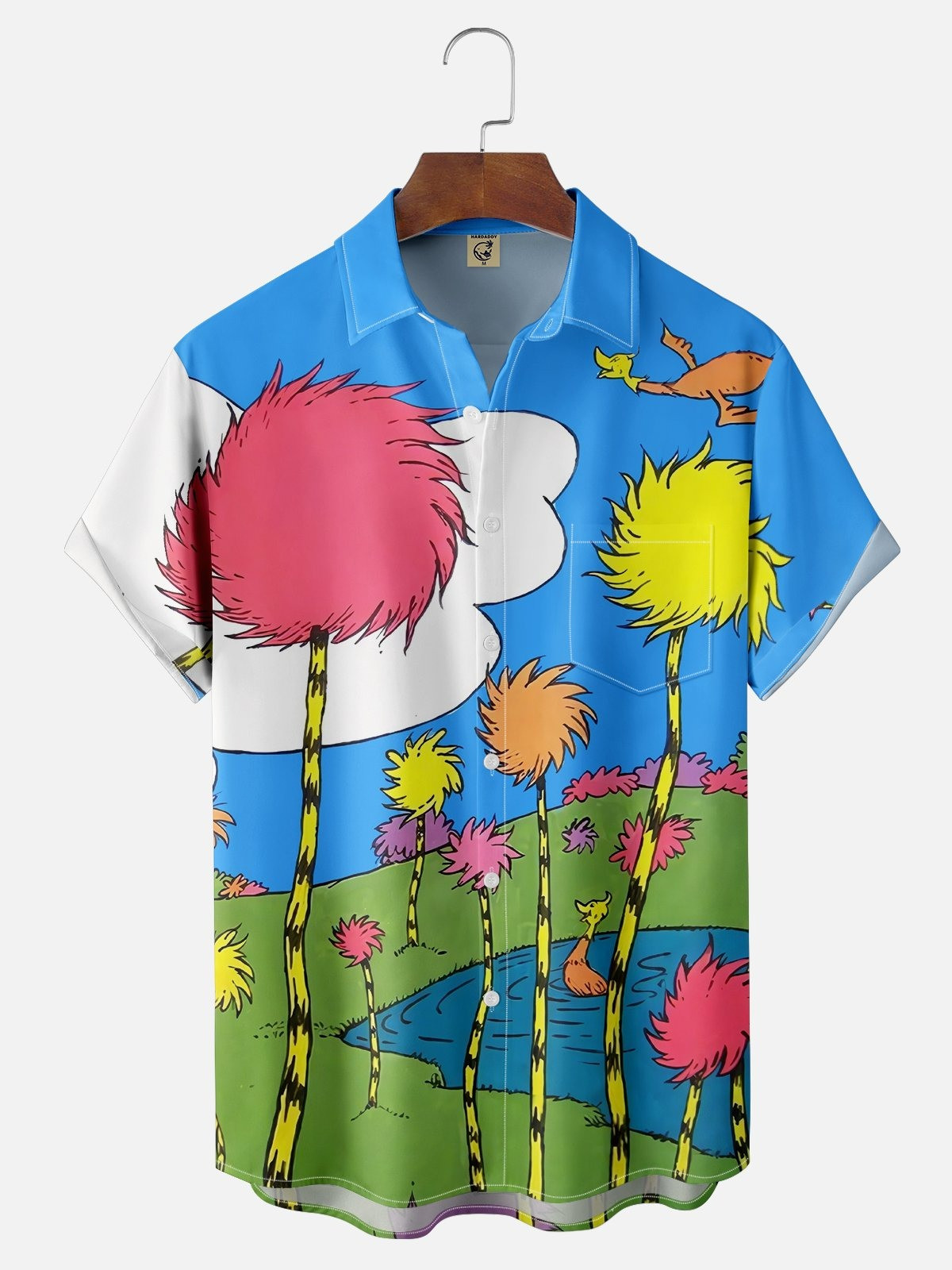 Seuss Art Illustration Young Chest Pocket Casual Shirt-1
