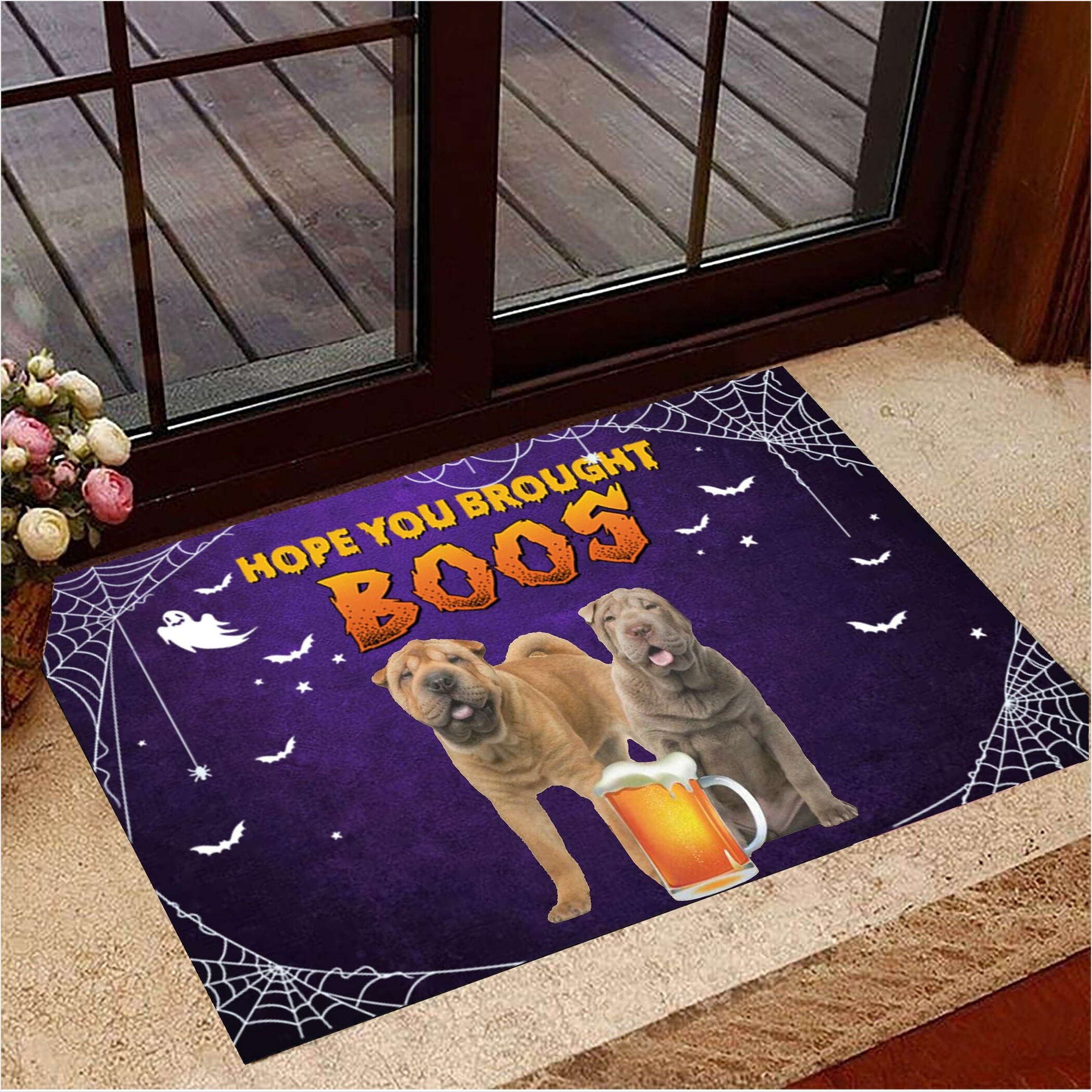 Shar Pei Hope You Brought Boos Doormat Indoor Welcome Mat Best Halloween Decorations-1
