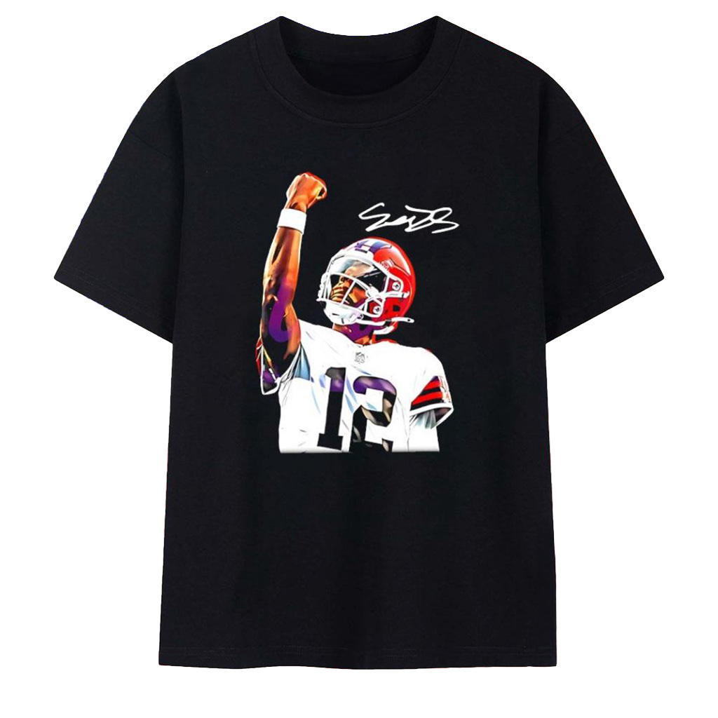 Shedeur Sanders Cleveland Browns Football NFL Signature T-Shirt Cleveland Browns Merch-1