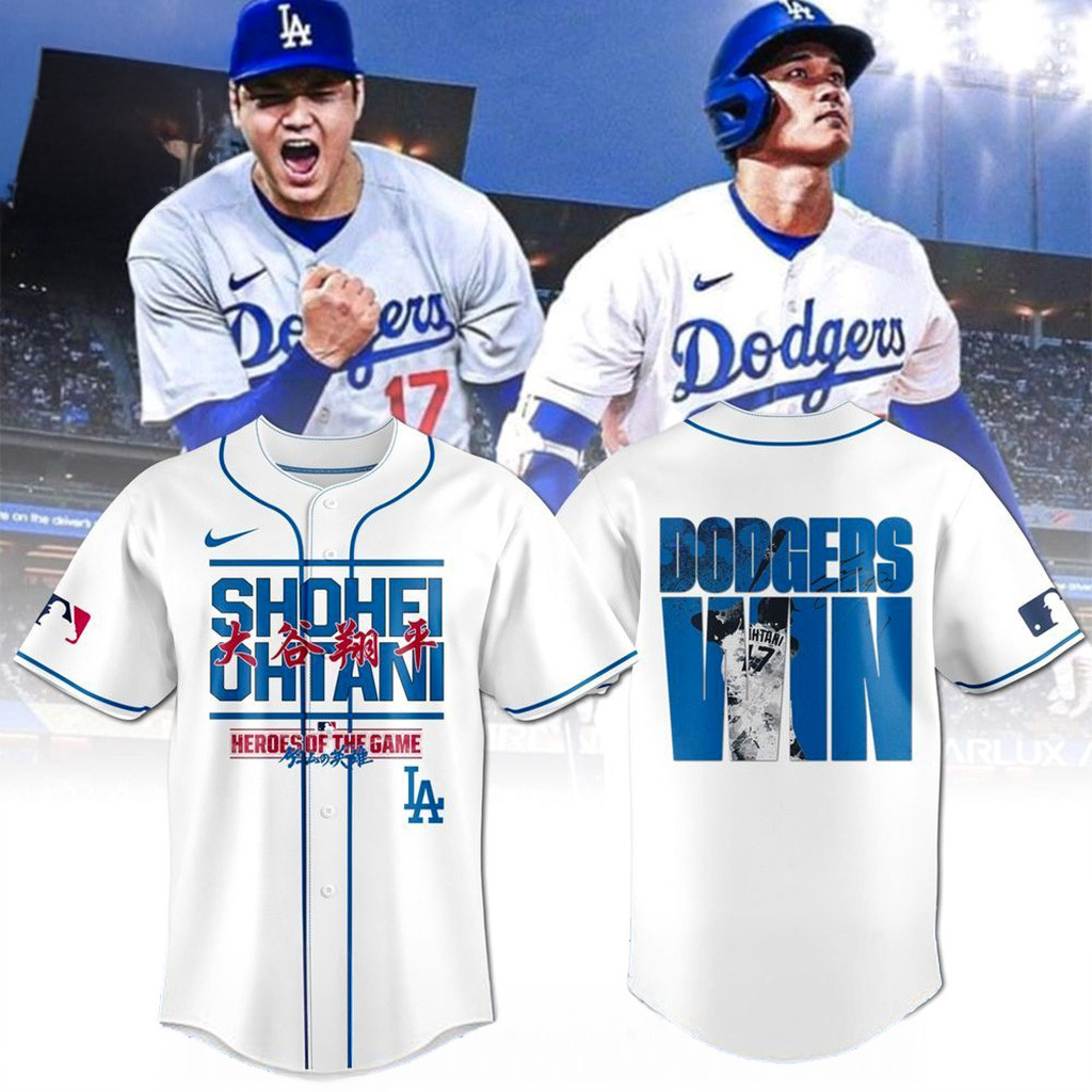 Shohei Ohtani Heroes Of The Game White Baseball Jersey MLB Merch Gifts For Baseball Fans-1