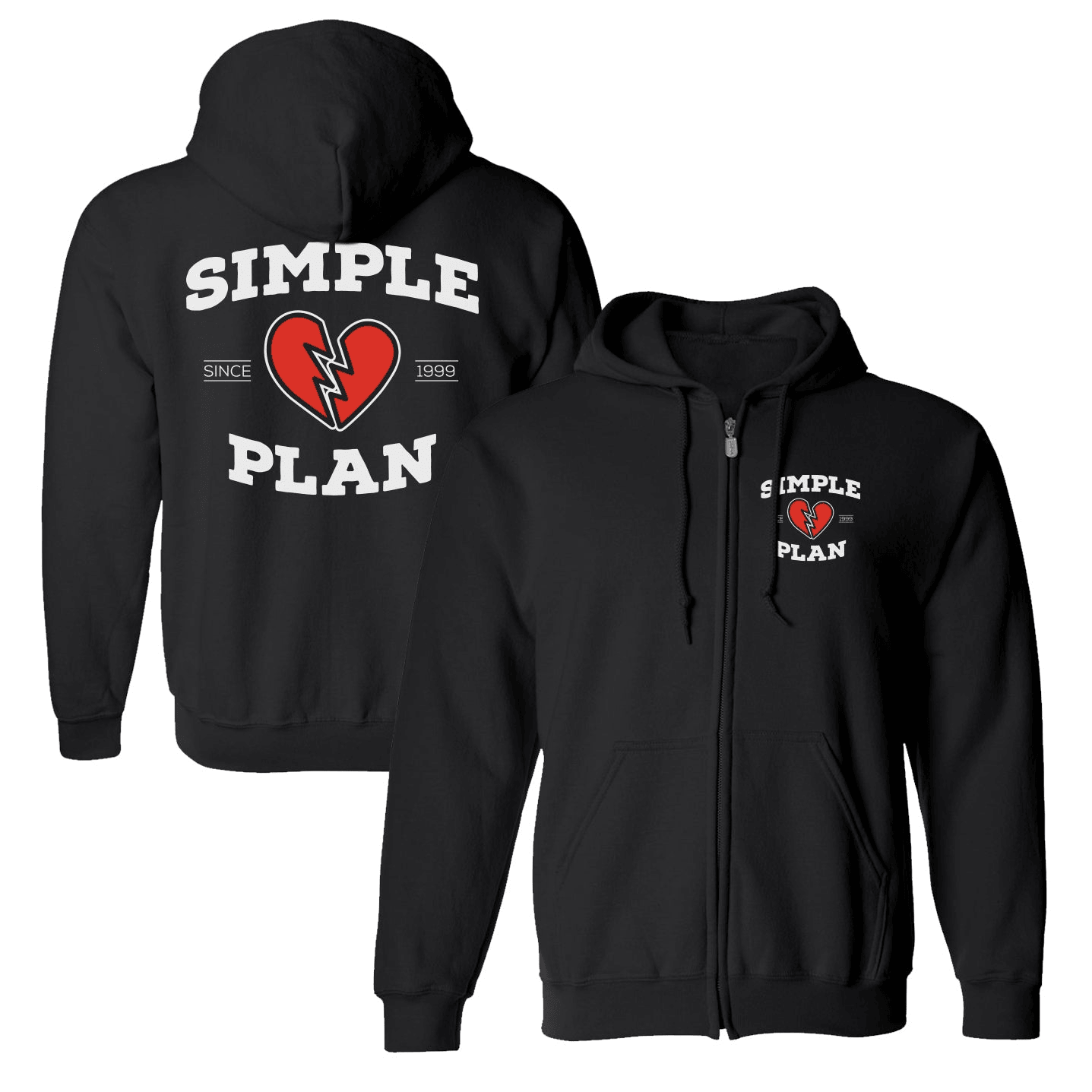 Simple Plan Merch Broken Heart Zip Hoodie Gifts For Husband-1